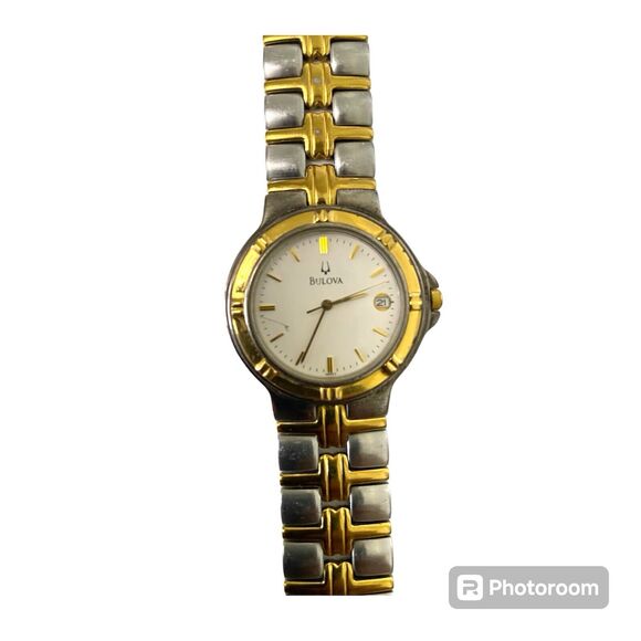 Bulova Women 98B52 Quartz Date Calendar Gold Silver Band 34mm Watch New Battery main image 10